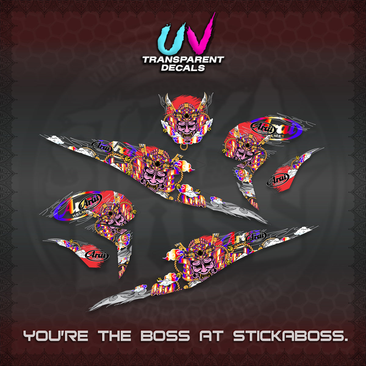 BEAT FI INDO UV TRANSPARENT DECALS (2026 NEW SAMURAI MOTIF) STICKER KITS BY STICKABOSS
