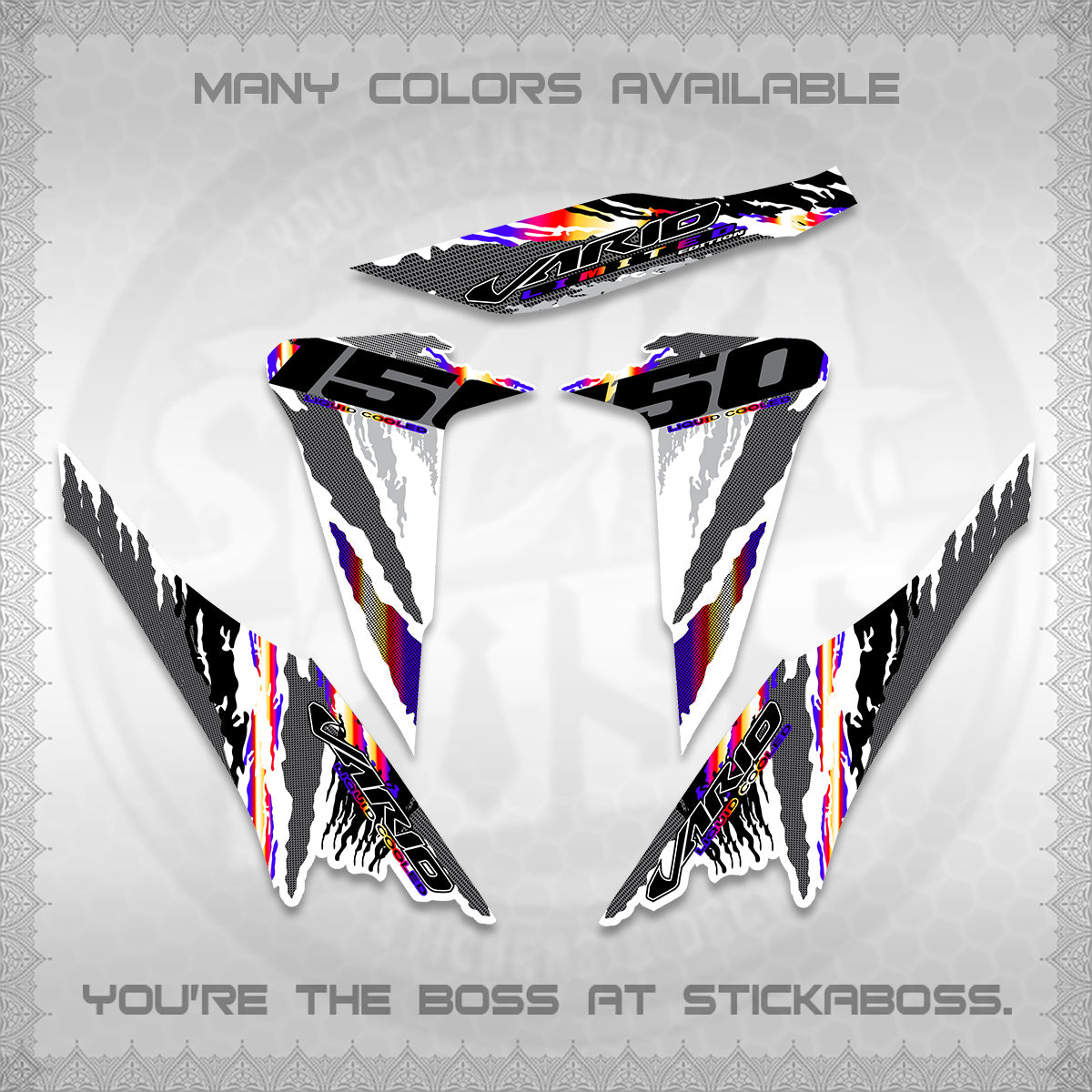 CLICK 150 V2 VARIO FOR WHITE DECALS (2022 SPECIAL SPLASH DESIGN) STICKER KITS BY STICKABOSS