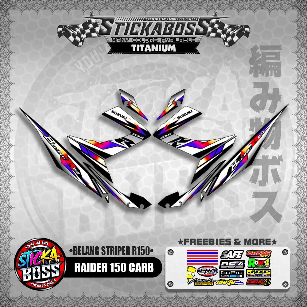RAIDER 150 CARB STICKER DECALS ( BELANG STRIPED R150 )【WITH FREEBIES】