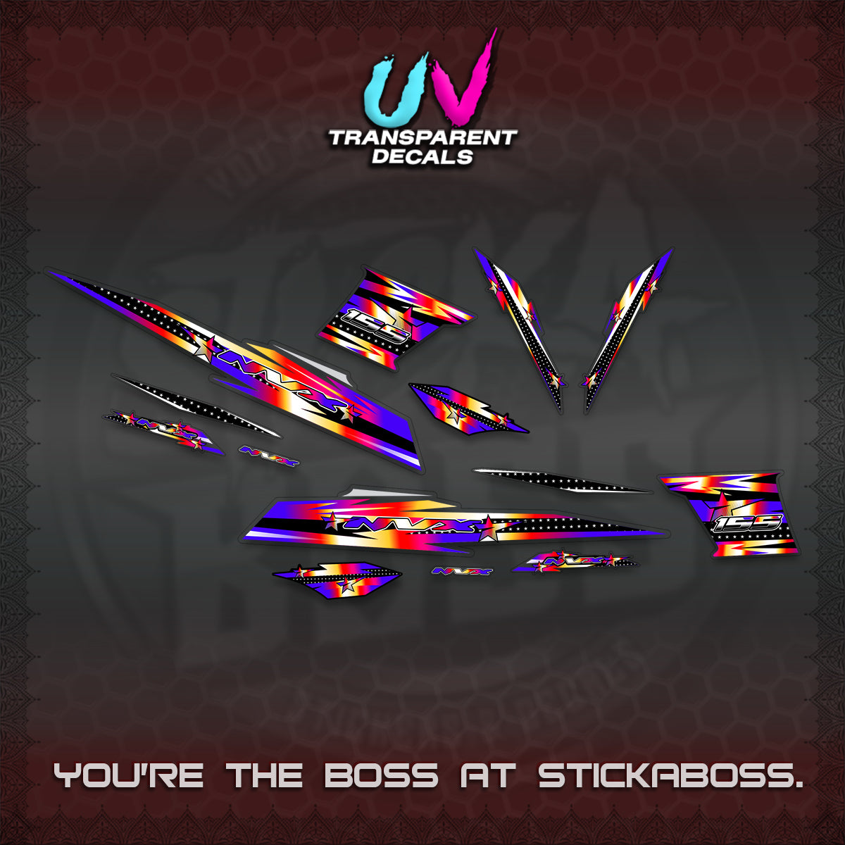 AEROX V2 UV TRANSPARENT DECALS (2026 INDO STAR 001) STICKER KITS BY STICKABOSS