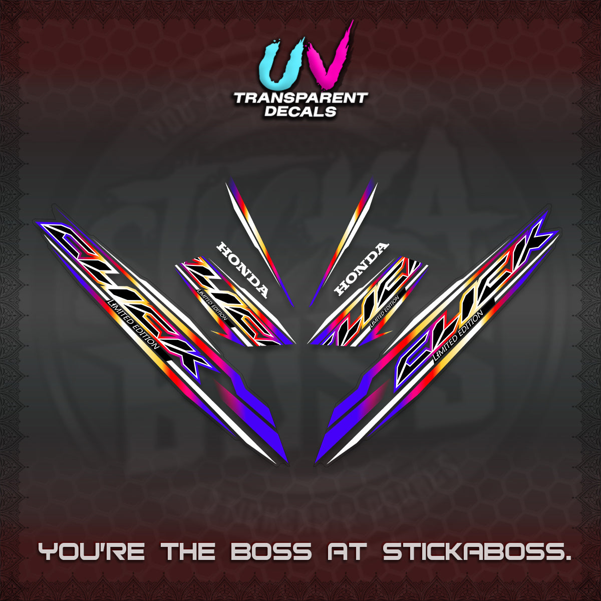 CLICK 125 V3 INDO UV TRANSPARENT DECALS (2024 SV 13-A2 STYLE) STICKER KITS By STICKABOSS
