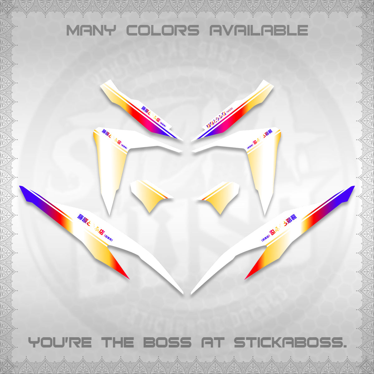 CLICK V2 FOR WHITE DECALS (TRUENO STYLE DESIGN) STICKER KITS BY STICKABOSS