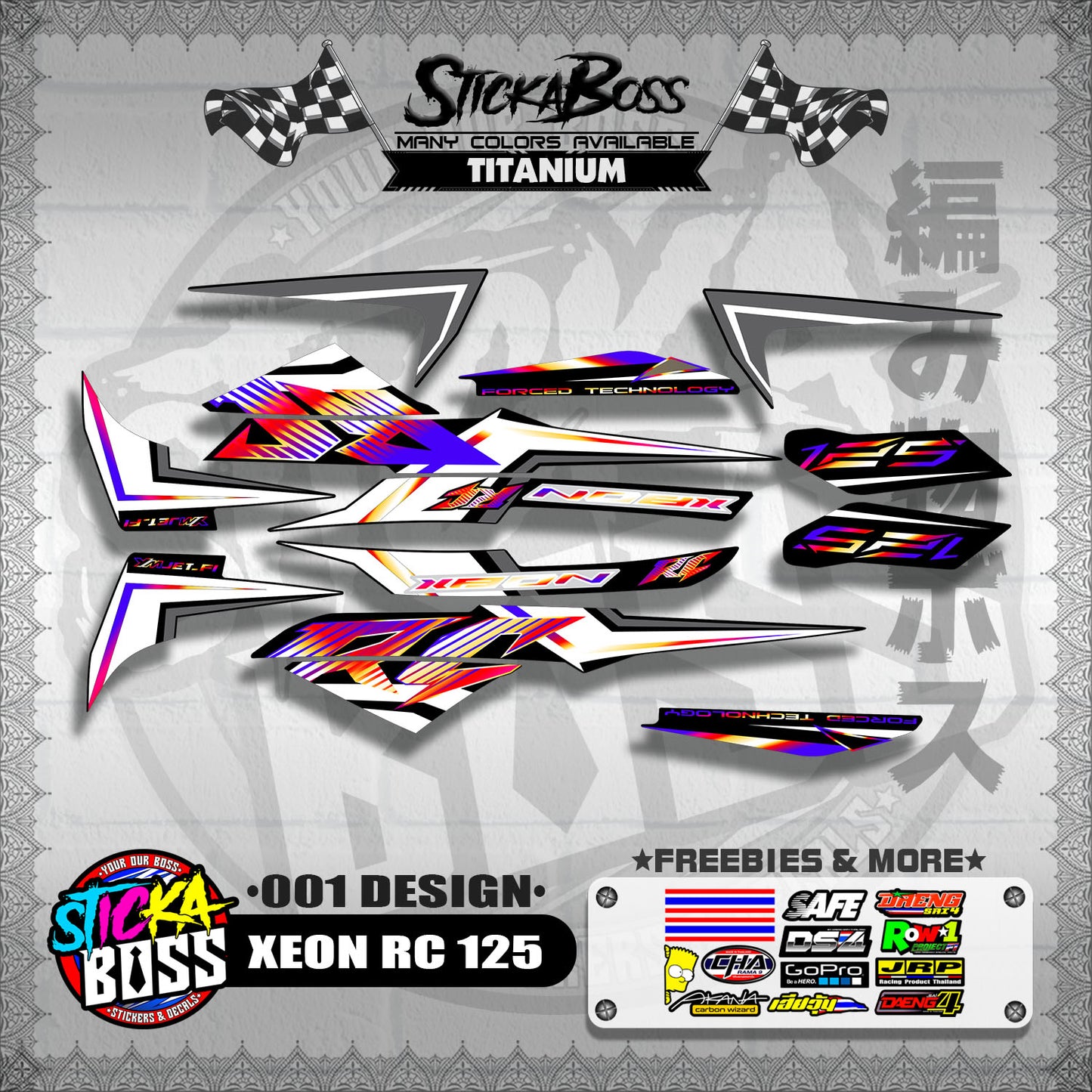 XEON RC 125 STOCK DECALS ( 001 DESIGN )【WITH FREEBIES】