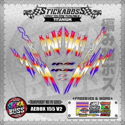 【PREMIUM UV PRINT】TRANSPARENT AEROX 155 V2 DECALS ( NVX V9 SERIES )【WITH FREEBIES】