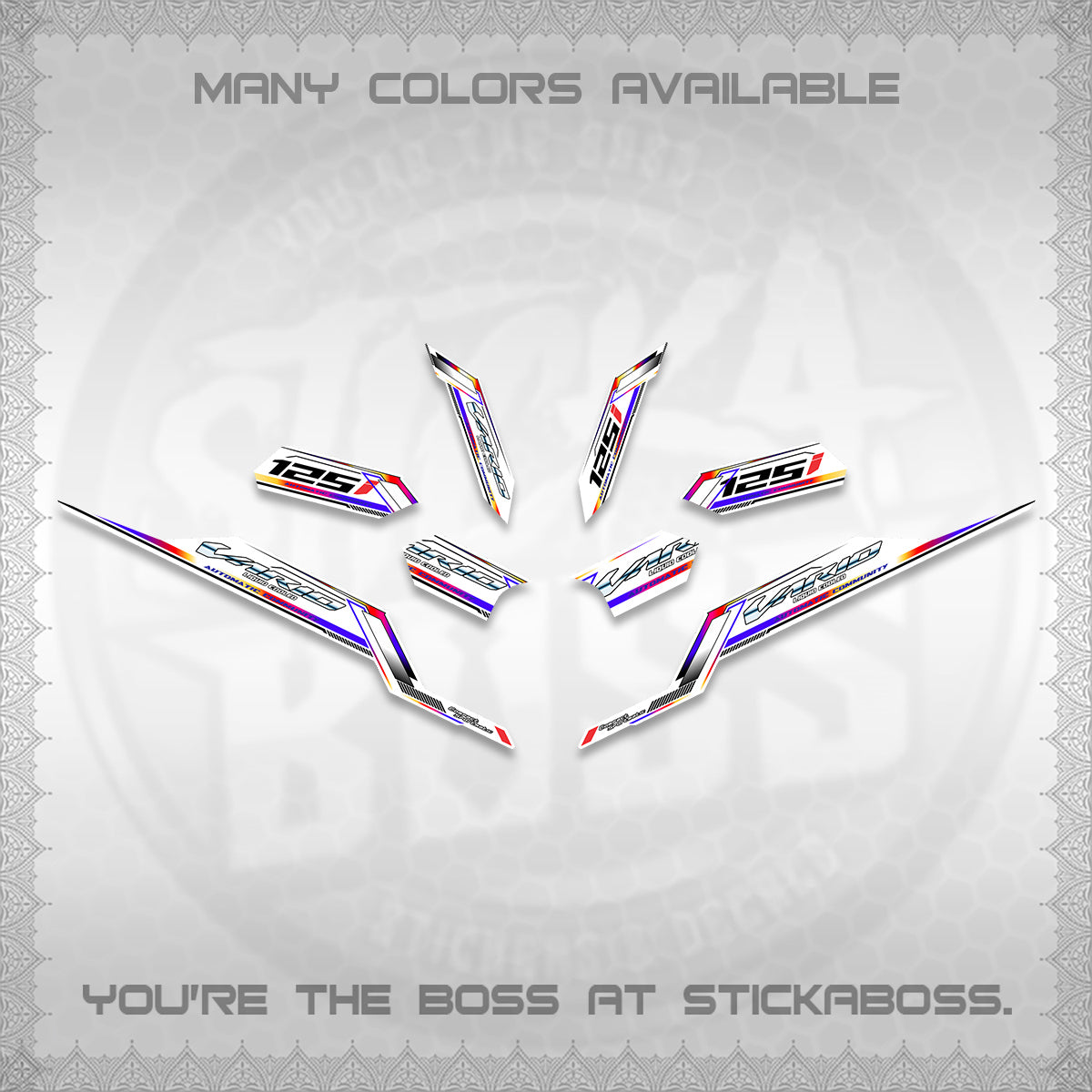 CLICK V3 VARIO STRIPING FOR WHITE DECALS (2026 SPORTS RACE DESIGN) STICKER KITS BY STICKABOSS