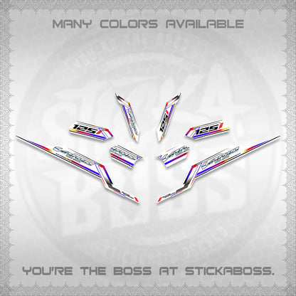 CLICK V3 VARIO STRIPING FOR WHITE DECALS (2026 SPORTS RACE DESIGN) STICKER KITS BY STICKABOSS
