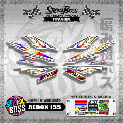 AEROX 155 DECALS ( FOR WHITE HOT WHEELS DESIGNS )【WITH FREEBIES】