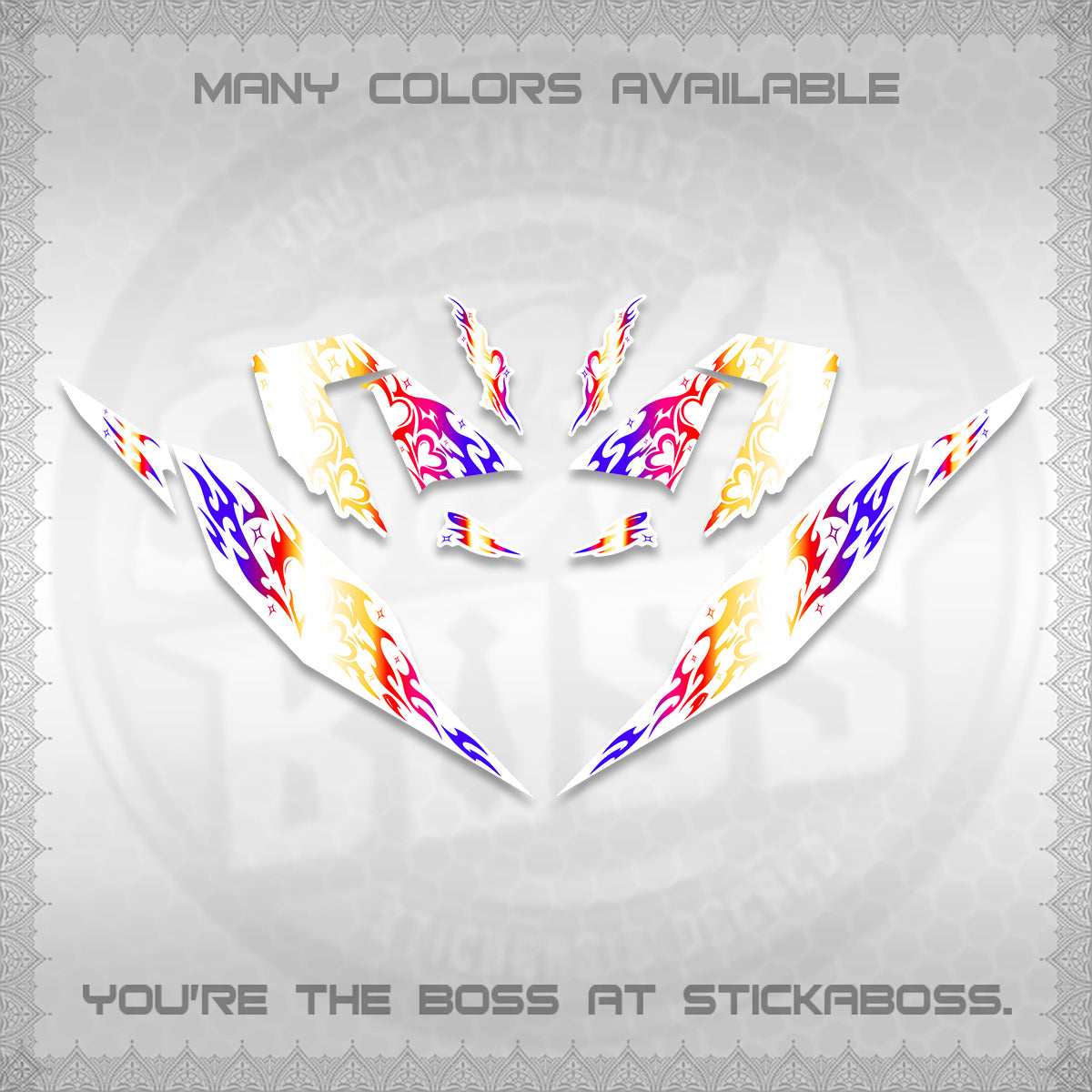 CLICK 125 V4 FOR WHITE DECALS (2026 TRIBAL HEART DESIGN) STICKER KITS BY STICKABOSS