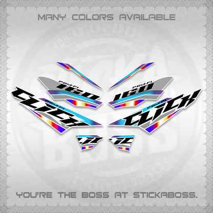 CLICK 160 STRIPING FOR WHITE DECALS (SPORTS RACE STRIPES 01) STICKER KITS BY STICKABOSS