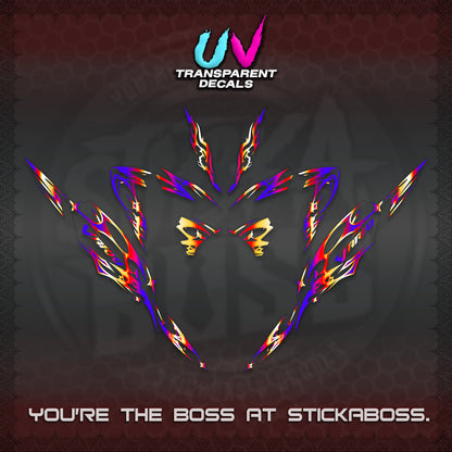 CLICK 125 V4 VARIO UV TRANSPARENT DECALS (2026 TRIBAL LIGHTNING DESIGN) STICKER KITS BY STICKABOSS