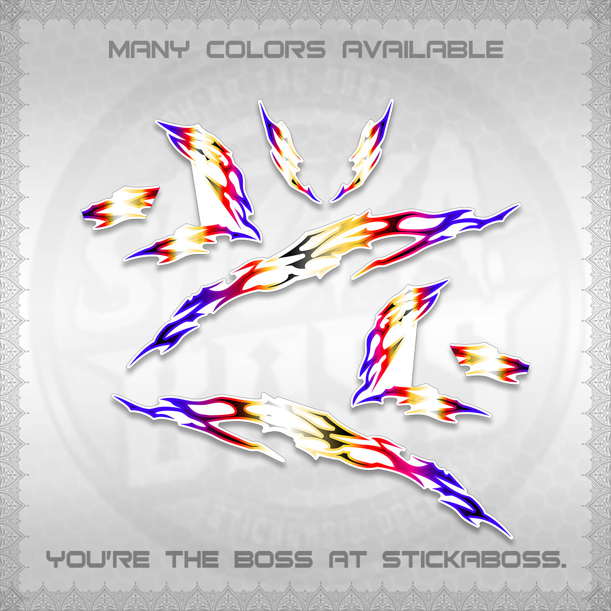 CLICK 125 V3 FOR WHITE DECALS (2026 TRIBAL LIGHTNING DESIGN) STICKER KITS BY STICKABOSS