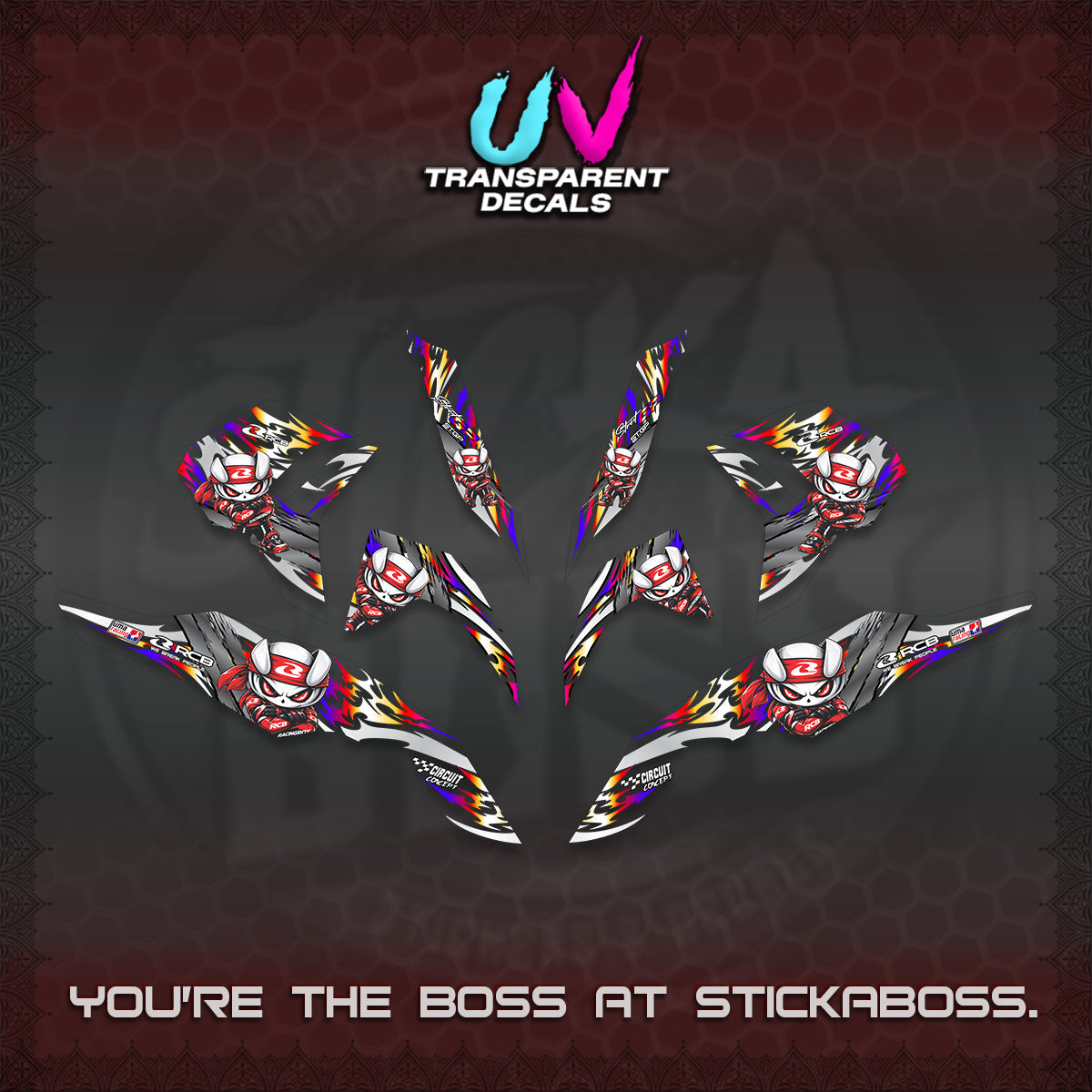 CLICK 125 V3 UV TRANSPARENT DECALS (2026 NEW RCB 2.0 DESIGN) STICKER KITS BY STICKABOSS