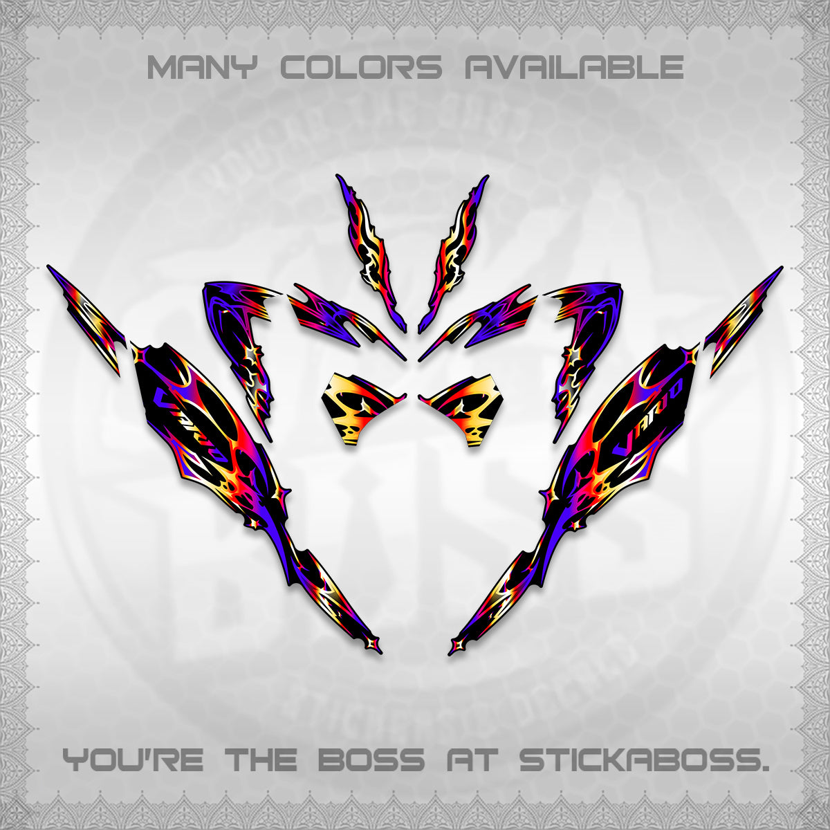 CLICK 125 V4 VARIO DECALS (2026 TRIBAL LIGHTNING DESIGN) STICKER KITS BY STICKABOSS