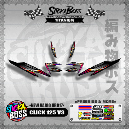 CLICK 125 V3 DECALS ( NEW VARIO VRD17 ) [PREMIUM GLOSSY LAMINATED ]【WITH FREEBIES】