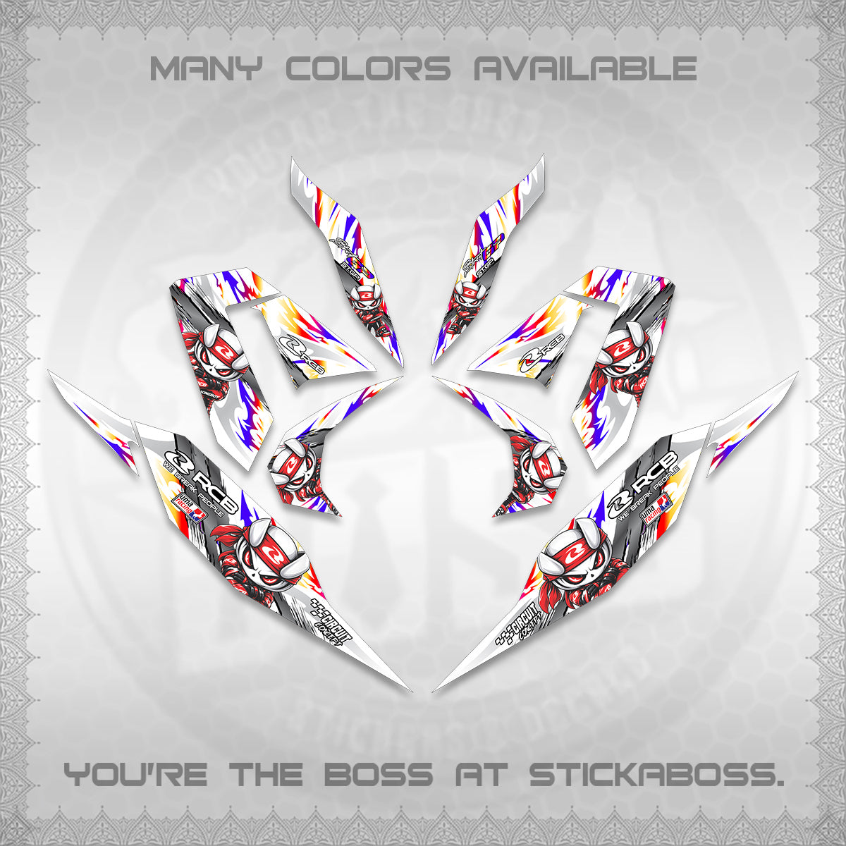 CLICK 125 V4 FOR WHITE DECALS (2026 NEW RCB 2.0 DESIGN) STICKER KITS BY STICKABOSS
