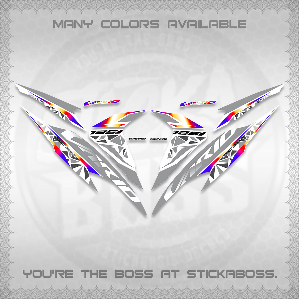 CLICK 125 V2 VARIO FOR WHITE DECALS (2018–2022 STYLE DESIGN) STICKER DECALS BY STICKABOSS