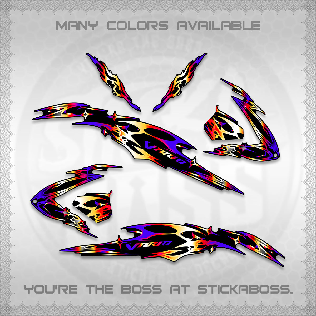 CLICK 125 V3 VARIO DECALS (2026 TRIBAL LIGHTNING DESIGN) STICKER KITS BY STICKABOSS