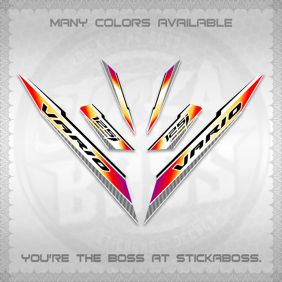 CLICK 125 V3 VARIO FOR WHITE DECALS (2024 SV 12-A1 STYLE) STICKER DECALS By STICKABOSS