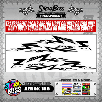 AEROX 155 DECALS ( TRANSPARENT 2020 NVX STRIPING )【WITH FREEBIES】