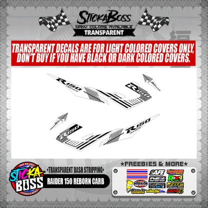 RAIDER 150 REBORN CARB DECALS ( TRANSPARENT DASH STRIPPING )【WITH FREEBIES】