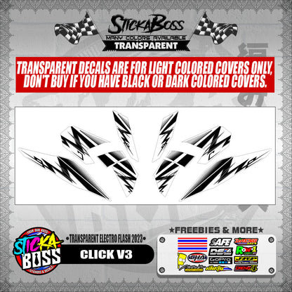 CLICK V3 DECALS ( TRANSPARENT ELECTRO FLASH 2023 )【WITH FREEBIES】