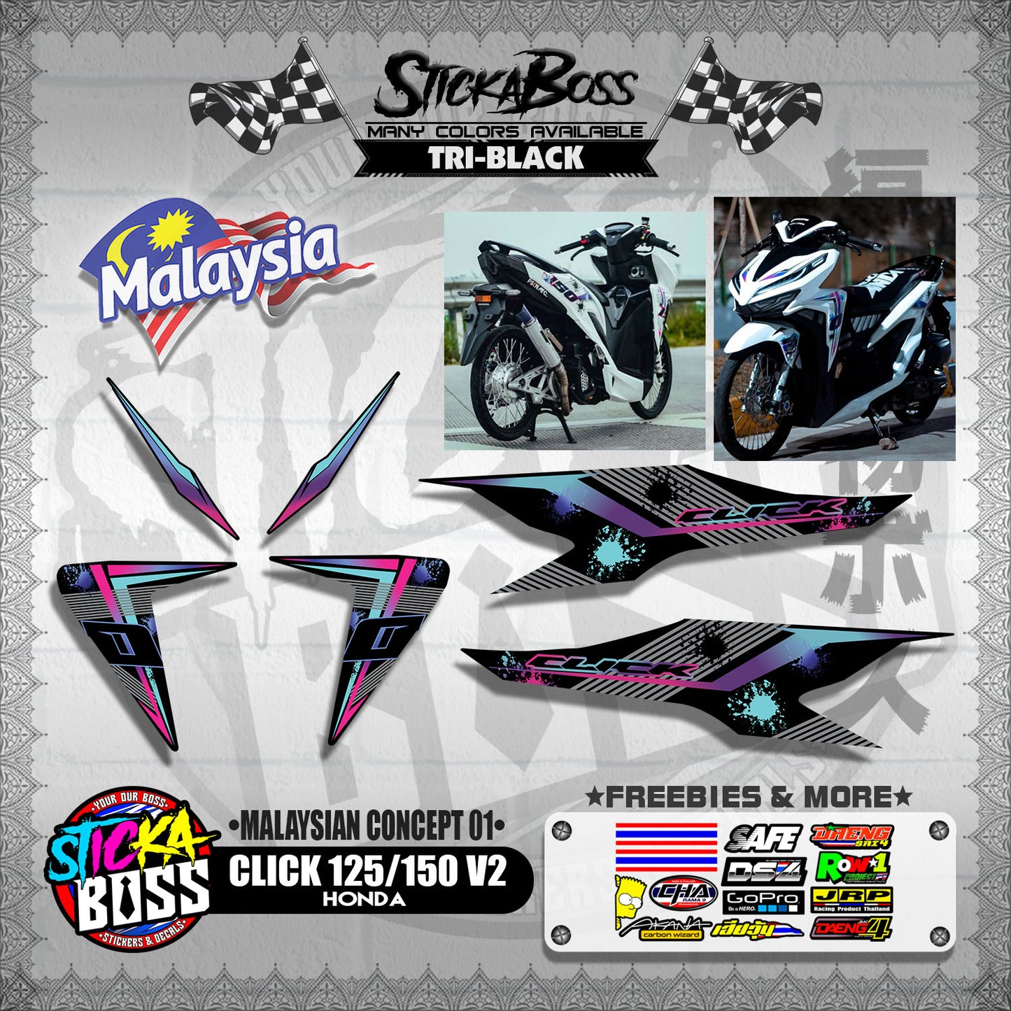 CLICK 125 / 150 V2 DECALS ( MALAYSIAN CONCEPT 01 )【WITH FREEBIES】