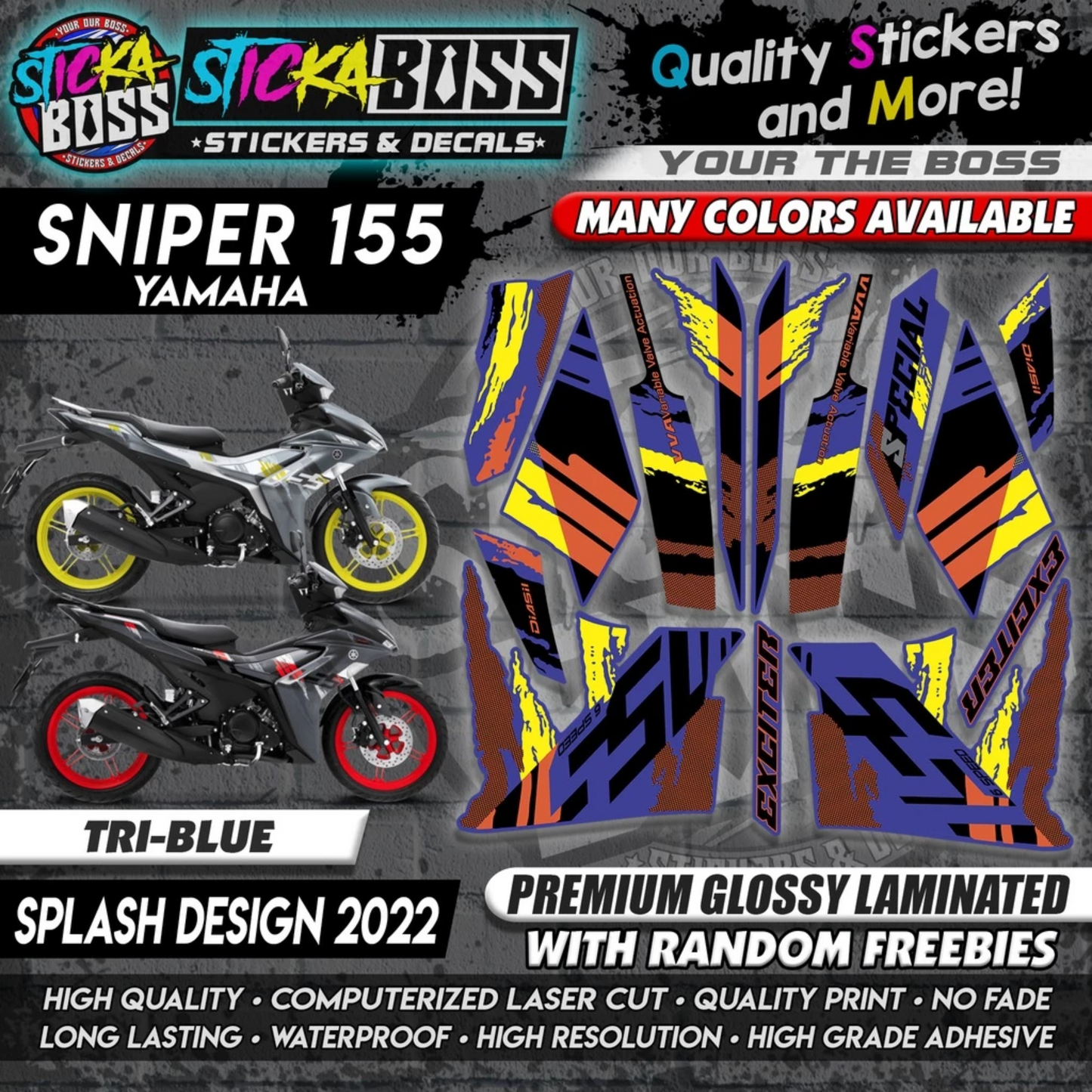 Sniper 155 NEW STOCK DECALS (SPLASH DESIGN 2022) MALAYSIAN CONCEPT【WITH FREEBIES】