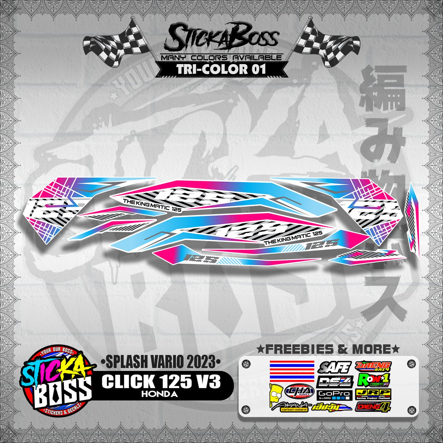 CLICK 125 V3 STOCK DECALS ( SPLASH VARIO 2023 )【WITH FREEBIES】