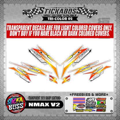 NMAX V2 INDO STICKER DECALS ( TRANSPARENT 2025 SHARP LIGHTNING )【WITH FREEBIES】
