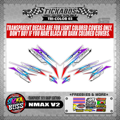NMAX V2 INDO STICKER DECALS ( TRANSPARENT 2025 SHARP LIGHTNING )【WITH FREEBIES】