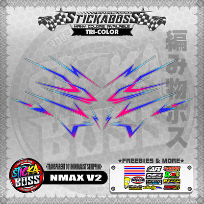 【PREMIUM UV PRINT】TRANSPARENT NMAX V2 STICKER DECALS ( 001 MINIMALIST STRIPPING )【WITH FREEBIES】