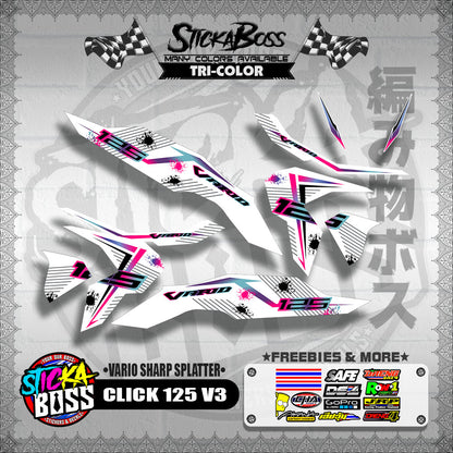 CLICK 125 V3 DECALS ( FOR WHITE VARIO SHARP SPLATTER )【WITH FREEBIES】