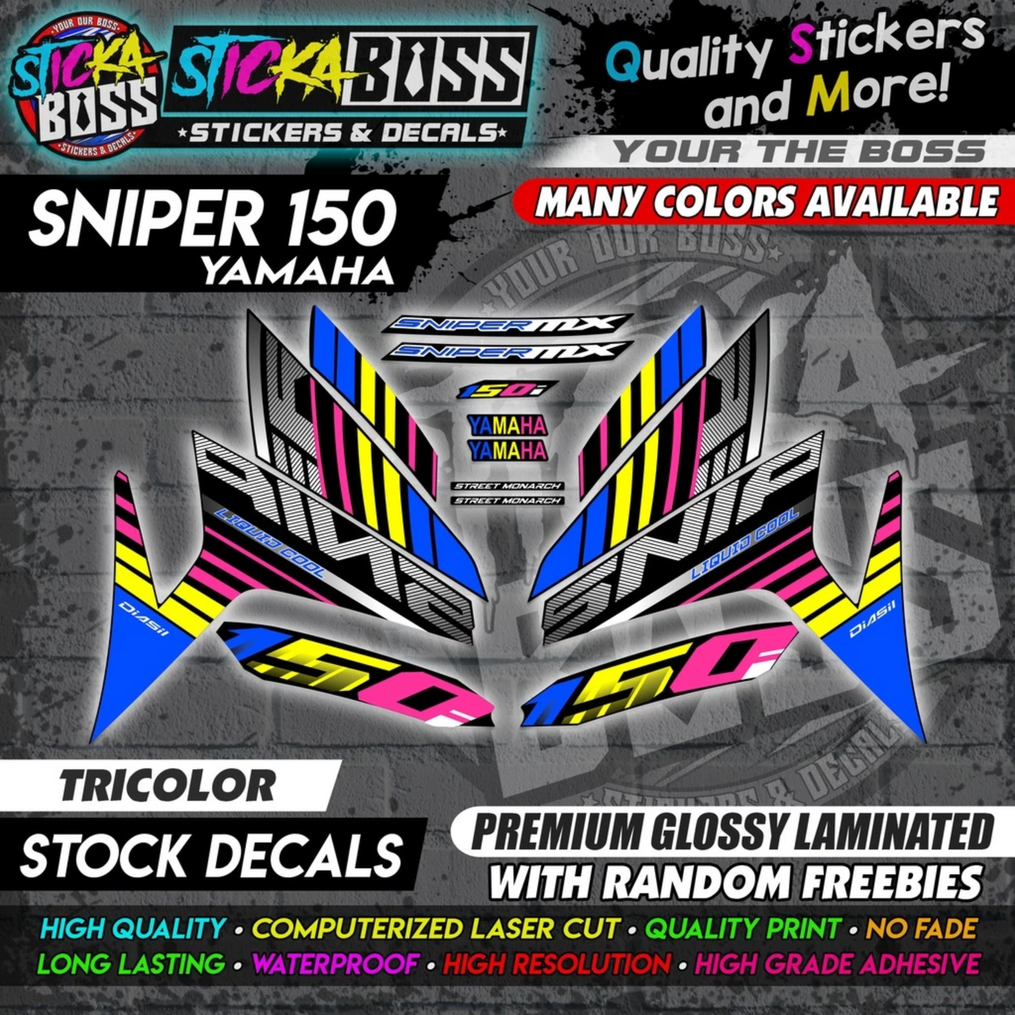 YAMAHA SNIPER 150 Stock Decals [ASSORTED COLORS] Sticker【PREMIUM GLOSSY LAMINATED】