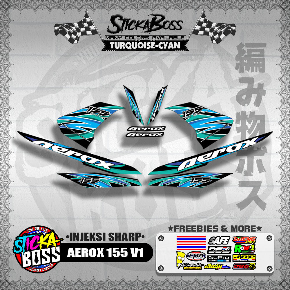 AEROX 155 V1 DECALS ( INJEKSI SHARP )[ PREMIUM GLOSSY LAMINATED ]【WITH FREEBIES】