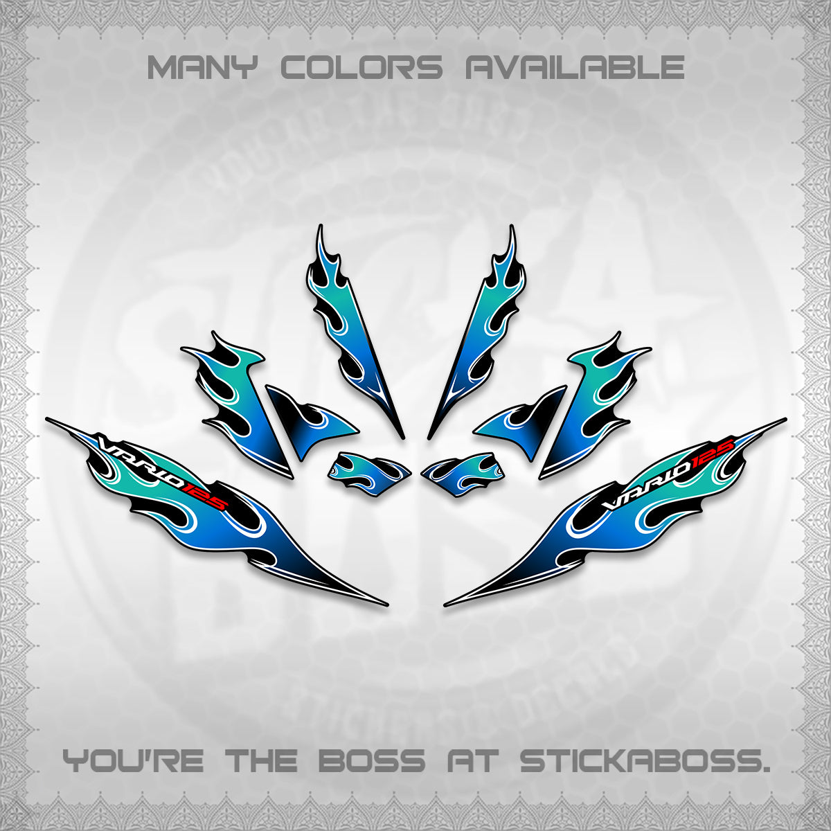 CLICK 125 V4 VARIO DECALS (2026 MOTIF FLAME 2 TONE)STICKER DECALS By STICKABOSS