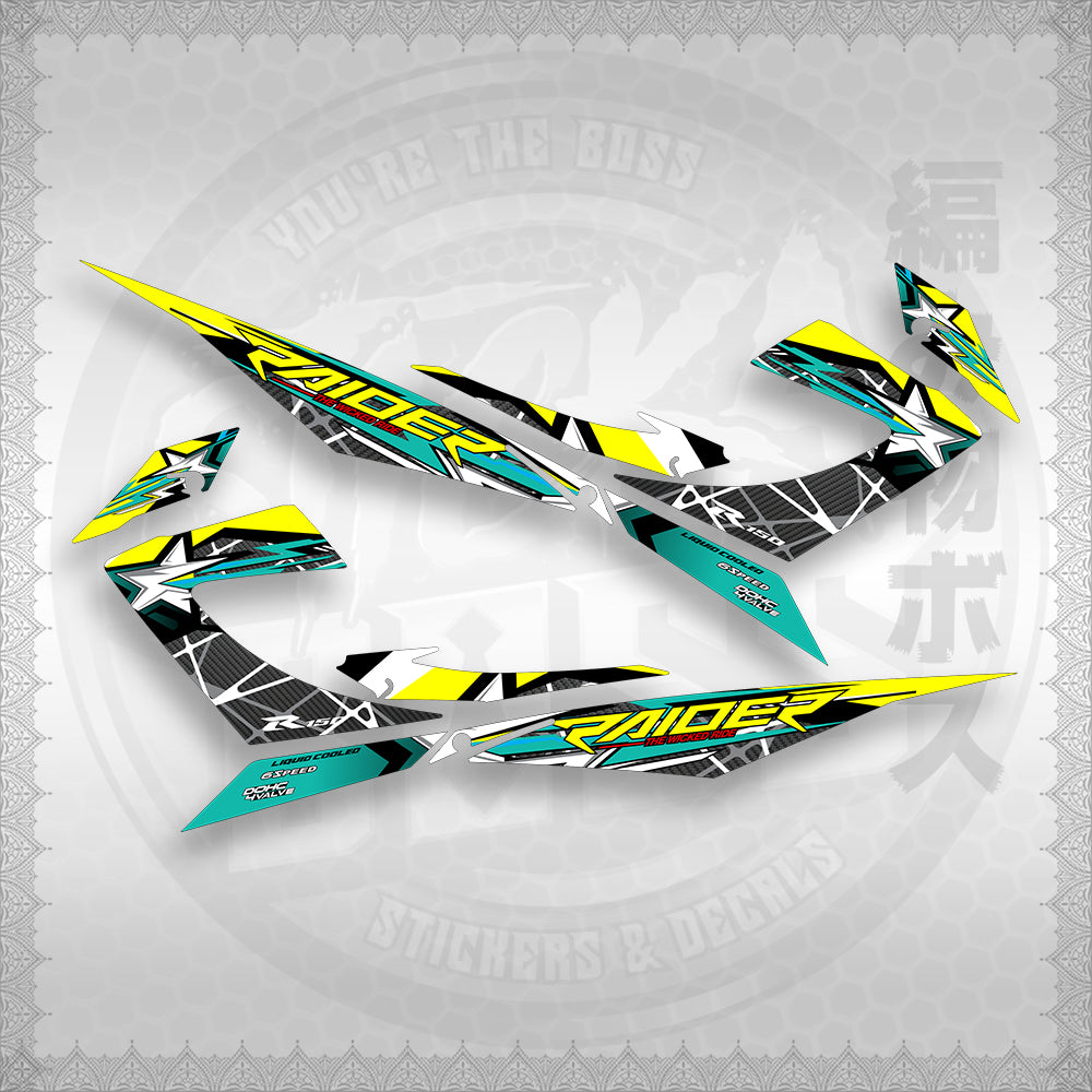 STICKER DECALS for RAIDER 150 REBORN CARB (RRCTHMATH04) By STICKABOSS (SOFIE LAMINATED WATERPROOF)
