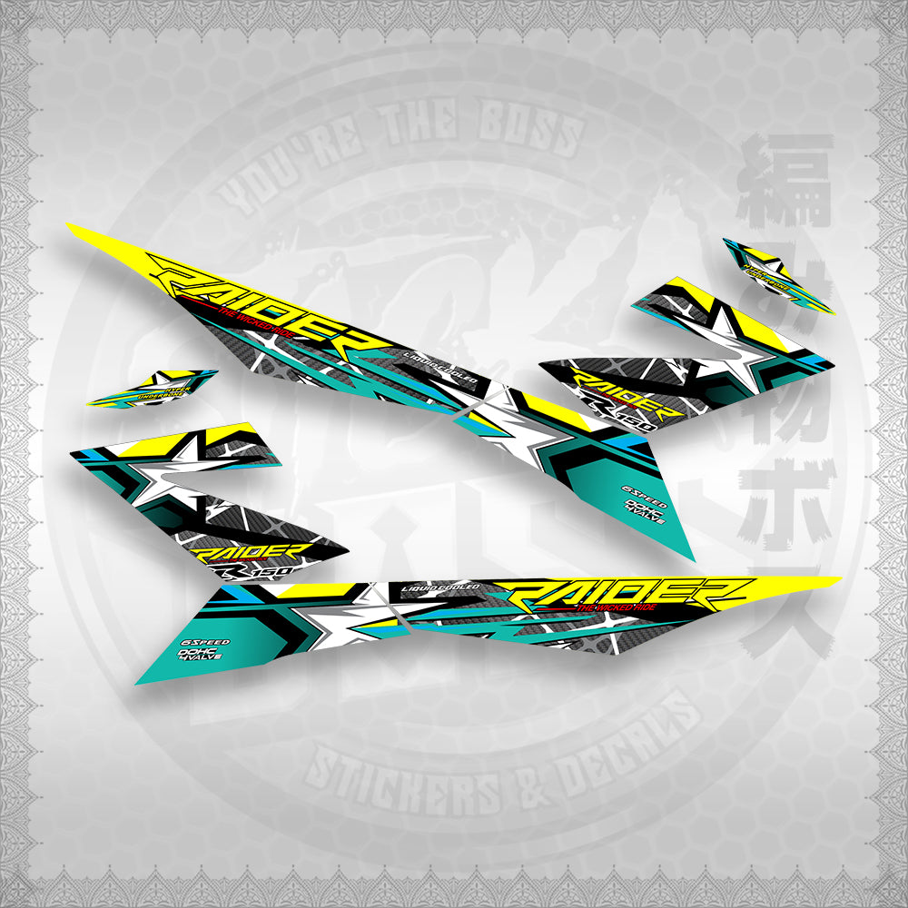 STICKER DECALS for RAIDER 150 FI (RFISATHMATH04) By STICKABOSS (SOFIE LAMINATED WATERPROOF)