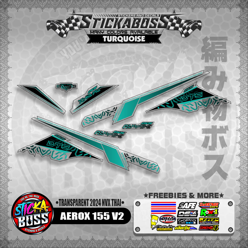 TRANSPARENT AEROX 155 V2 STICKER DECALS ( TRANSPARENT 2024 NVX THAI )【WITH FREEBIES】