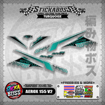 TRANSPARENT AEROX 155 V2 STICKER DECALS ( TRANSPARENT 2024 NVX THAI )【WITH FREEBIES】