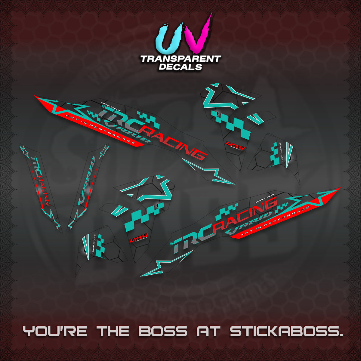 CLICK V3 UV TRANSPARENT DECALS (2026 TRC RACING DESIGN)STICKER DECALS By STICKABOSS