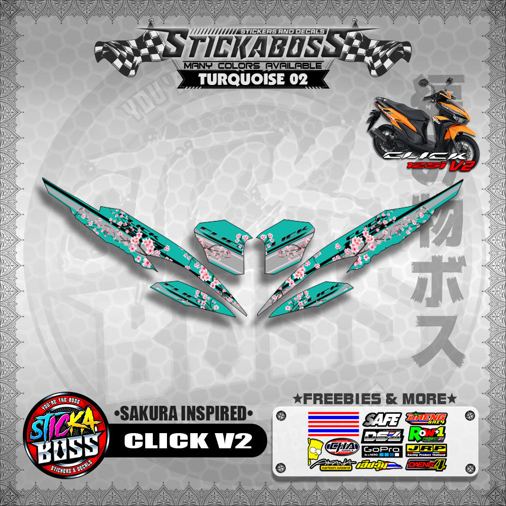 CLICK V2 STICKER DECALS ( SAKURA INSPIRED )【WITH FREEBIES】