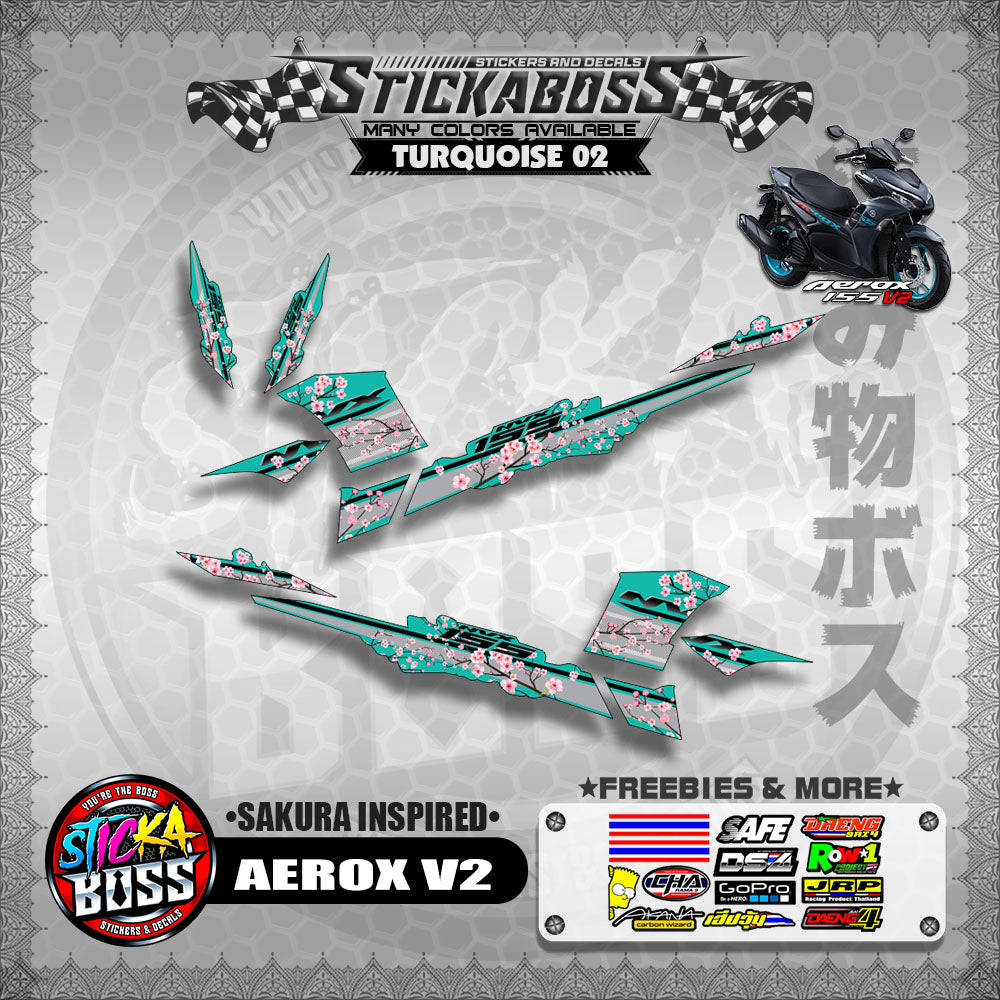 AEROX V2 STICKER DECALS ( SAKURA INSPIRED )【WITH FREEBIES】
