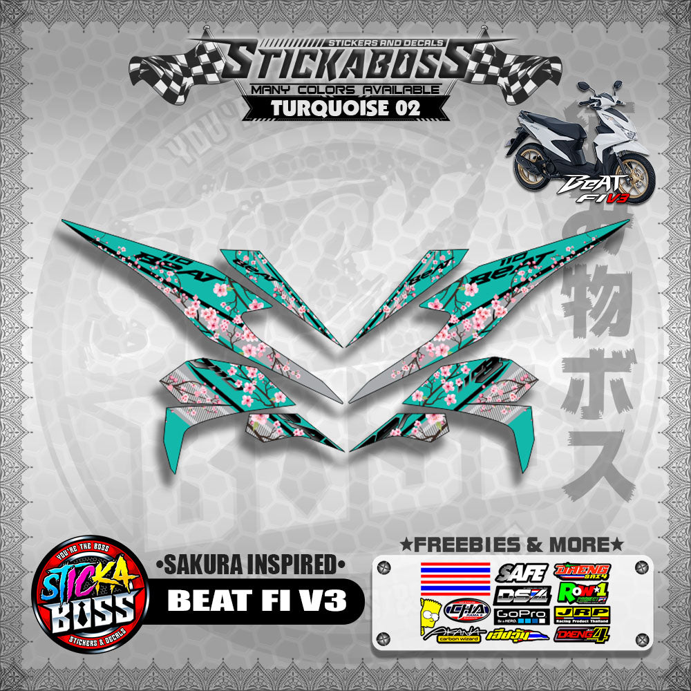 BEAT V3 STICKER DECALS ( SAKURA INSPIRED )【WITH FREEBIES】