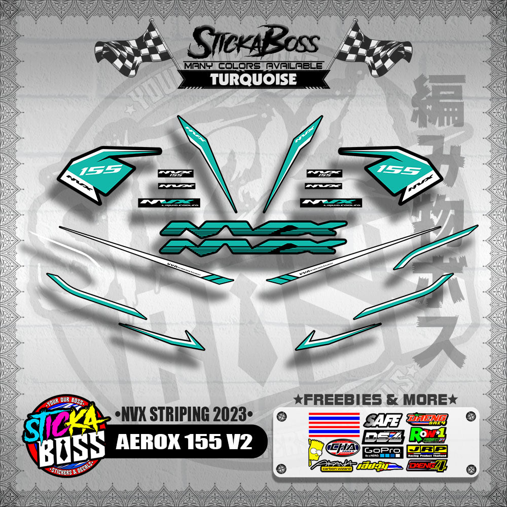 AEROX 155 V2 DECALS ( NVX STRIPING 2023 )【WITH FREEBIES】