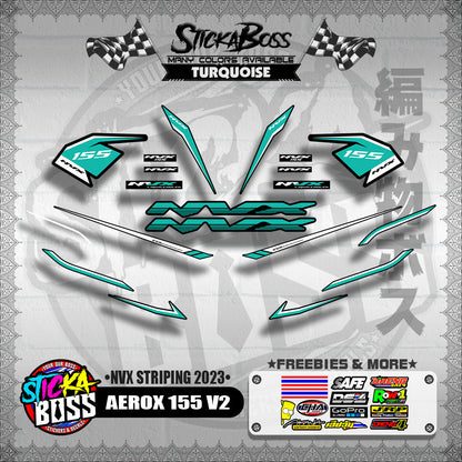AEROX 155 V2 DECALS ( NVX STRIPING 2023 )【WITH FREEBIES】