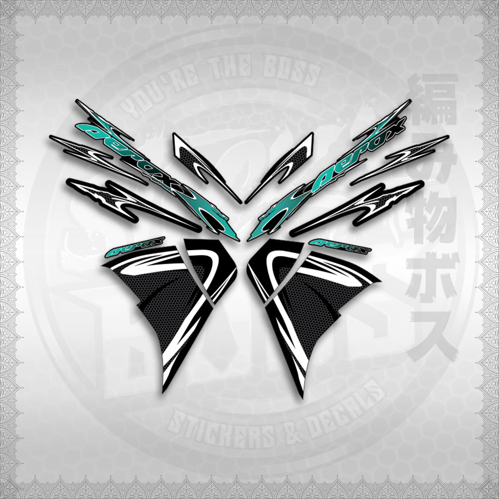 STICKER DECALS for AEROX 155 V2 (AV225LENEMOHO) By STICKABOSS (SOFIE LAMINATED WATERPROOF)