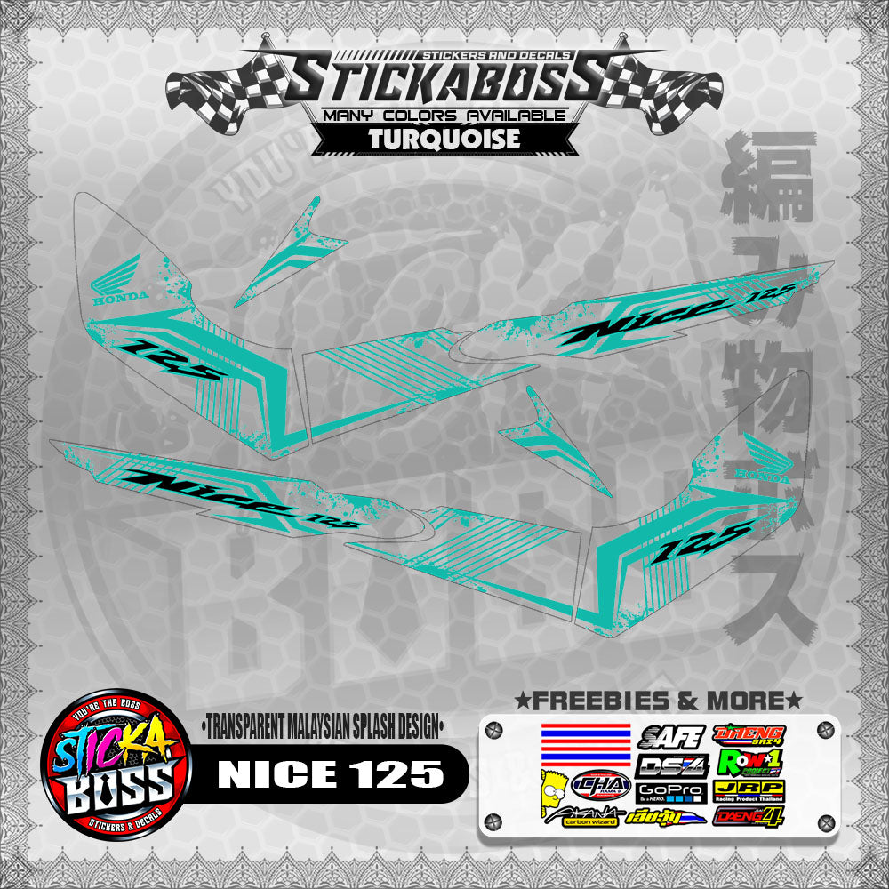 【PREMIUM UV PRINT】TRANSPARENT NICE 125 STICKER DECALS ( MALAYSIAN SPLASH DESIGN )【WITH FREEBIES】