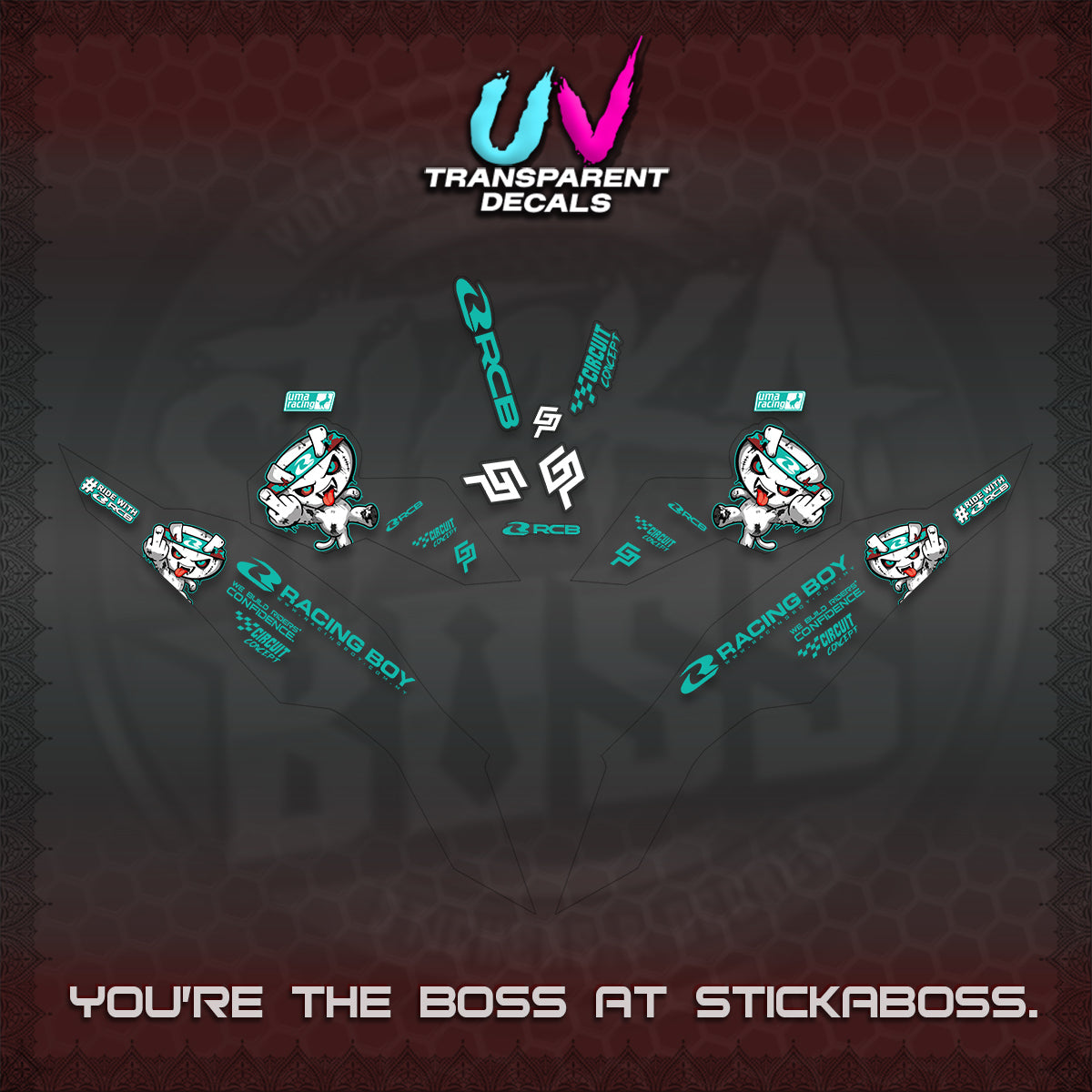 CLICK V3 UV TRANSPARENT DECALS (2026 RACE ZOMBIE DESIGN)STICKER DECALS By STICKABOSS