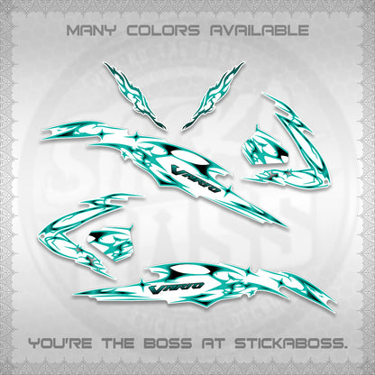 CLICK 125 V3 VARIO FOR WHITE DECALS (2026 TRIBAL LIGHTNING DESIGN) STICKER KITS BY STICKABOSS