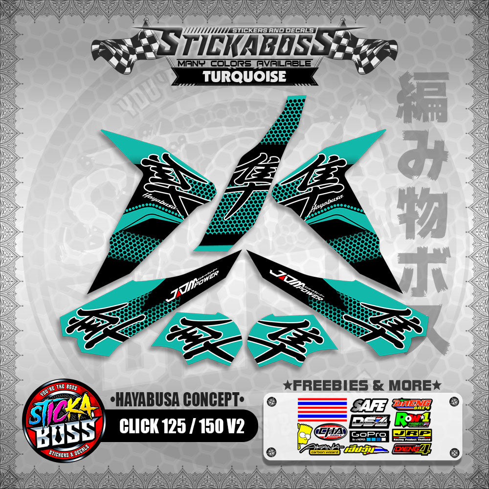 CLICK 125 / 150 V2 STICKER DECALS ( HAYABUSA CONCEPT )【WITH FREEBIES】
